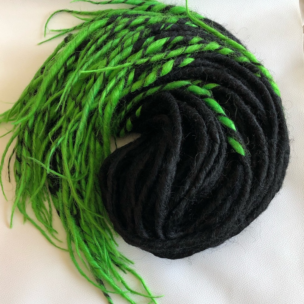 Vibrant Green and Black Hair Extensions